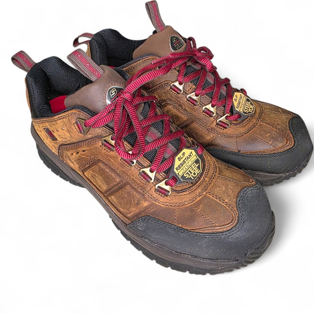 Skechers Men's Soft Stride Constructor Steel Toe Boot 76852 Sz 12 Slip Resistant